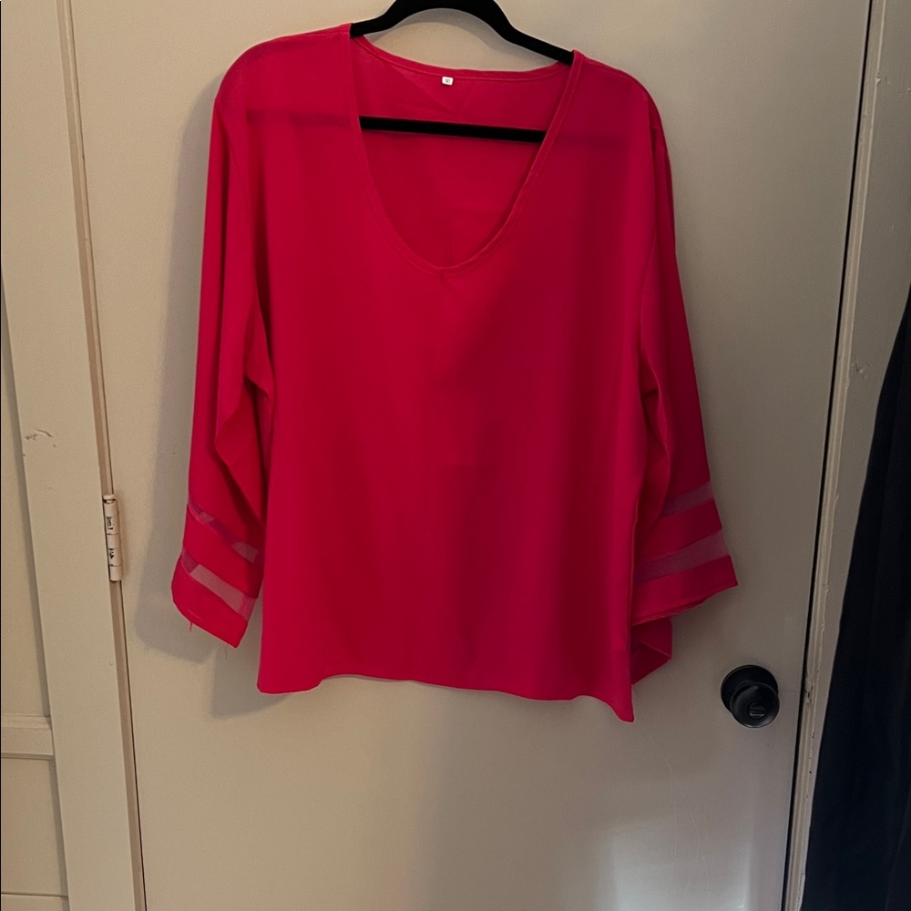 Women's Pink V-Neck Top